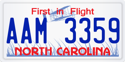 NC license plate AAM3359
