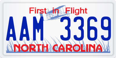 NC license plate AAM3369