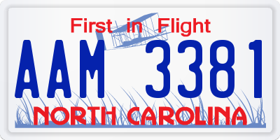 NC license plate AAM3381