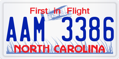 NC license plate AAM3386