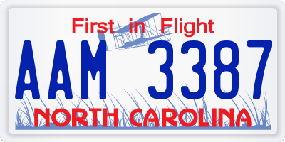 NC license plate AAM3387