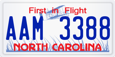 NC license plate AAM3388