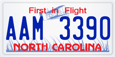 NC license plate AAM3390