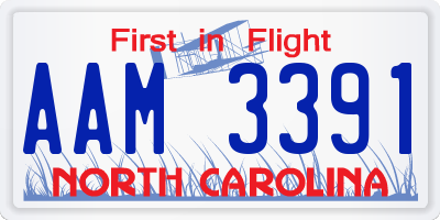 NC license plate AAM3391