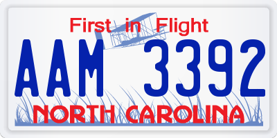 NC license plate AAM3392