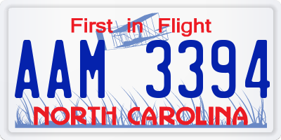 NC license plate AAM3394