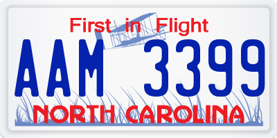 NC license plate AAM3399