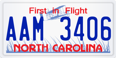 NC license plate AAM3406