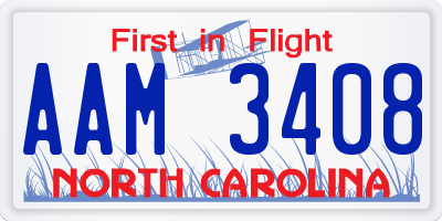 NC license plate AAM3408