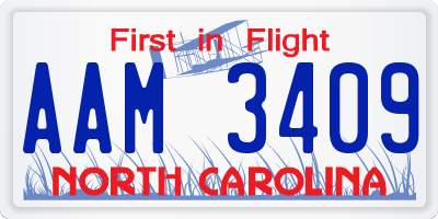 NC license plate AAM3409