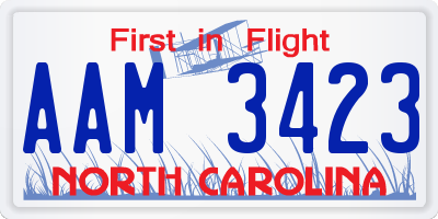 NC license plate AAM3423