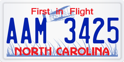 NC license plate AAM3425
