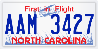 NC license plate AAM3427