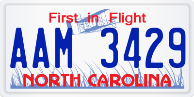 NC license plate AAM3429