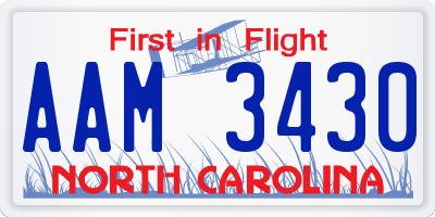 NC license plate AAM3430