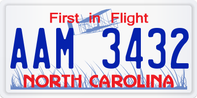 NC license plate AAM3432