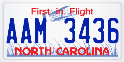NC license plate AAM3436