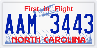 NC license plate AAM3443