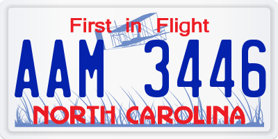 NC license plate AAM3446