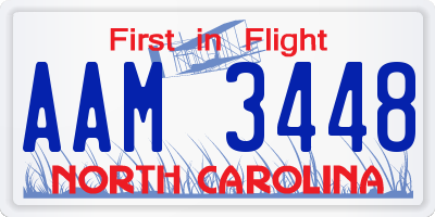 NC license plate AAM3448