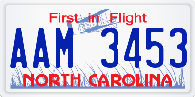 NC license plate AAM3453