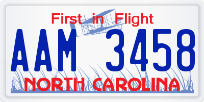 NC license plate AAM3458