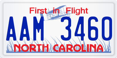 NC license plate AAM3460