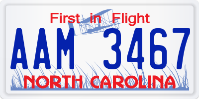 NC license plate AAM3467
