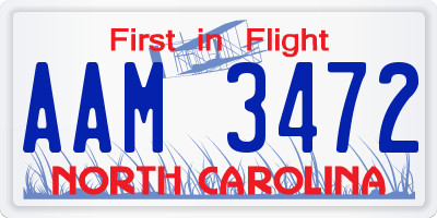 NC license plate AAM3472