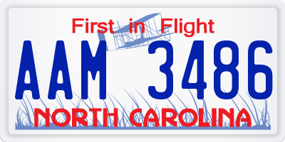 NC license plate AAM3486
