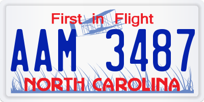 NC license plate AAM3487
