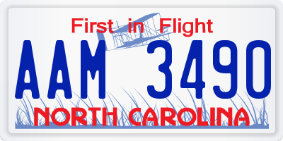 NC license plate AAM3490