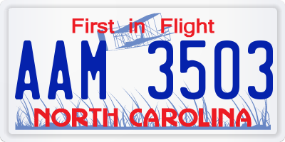 NC license plate AAM3503