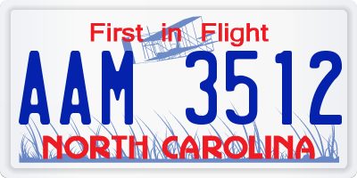 NC license plate AAM3512
