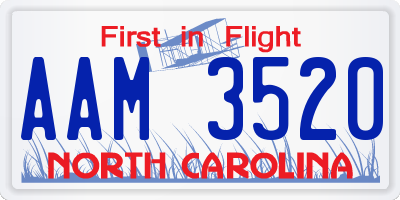 NC license plate AAM3520