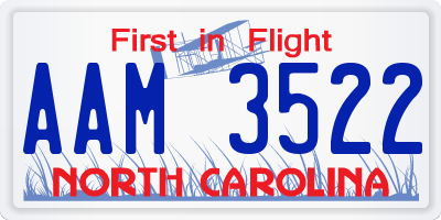 NC license plate AAM3522