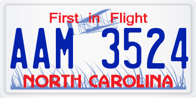 NC license plate AAM3524