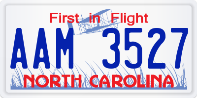 NC license plate AAM3527