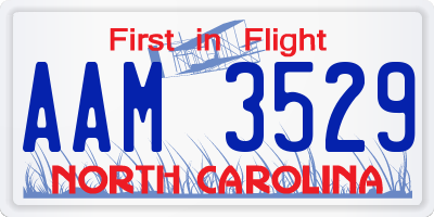 NC license plate AAM3529