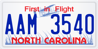 NC license plate AAM3540