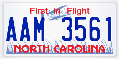 NC license plate AAM3561