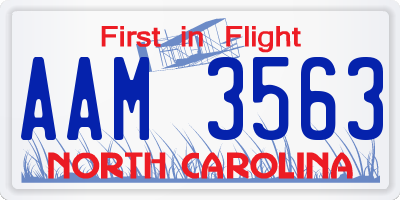 NC license plate AAM3563