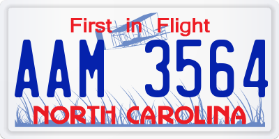 NC license plate AAM3564