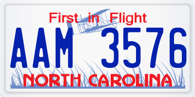 NC license plate AAM3576