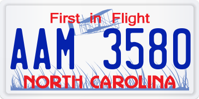 NC license plate AAM3580