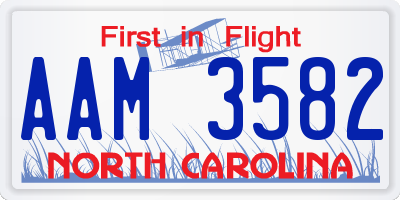 NC license plate AAM3582
