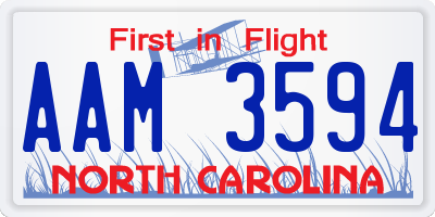 NC license plate AAM3594