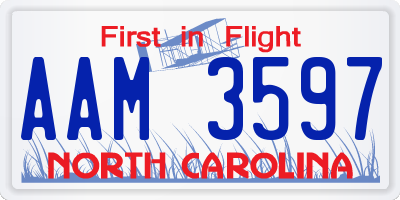 NC license plate AAM3597