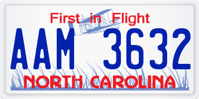 NC license plate AAM3632