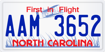 NC license plate AAM3652